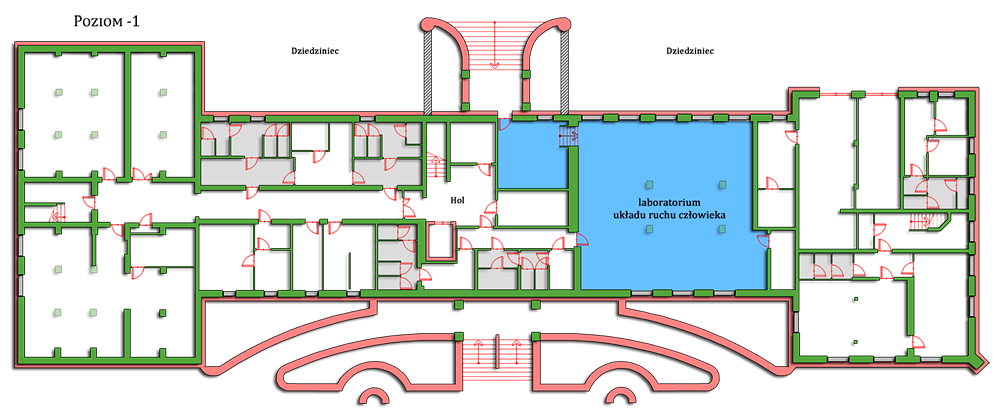 Plan przedstawiający umiejscowienie laboratorium Laboratorium Układu Ruchu